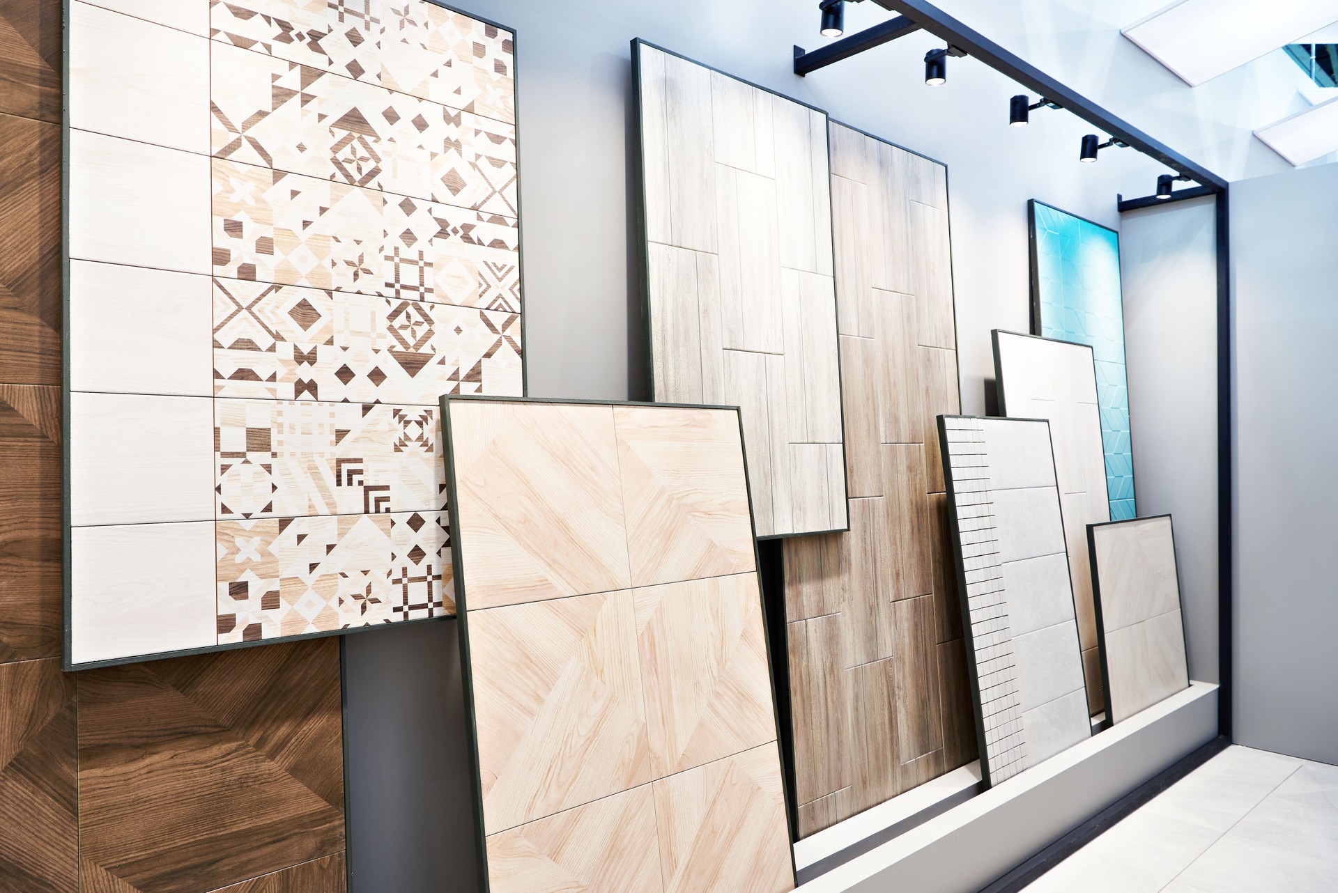 Ceramic tile collection in hardware store